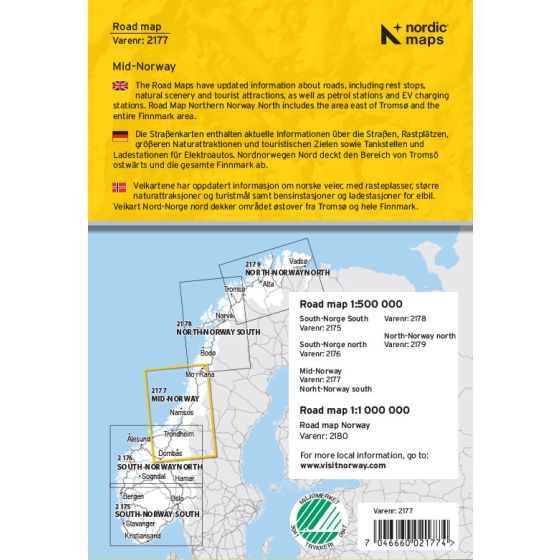 Wegenkaart/Roadmap Mid Norway 1:500.000 2017