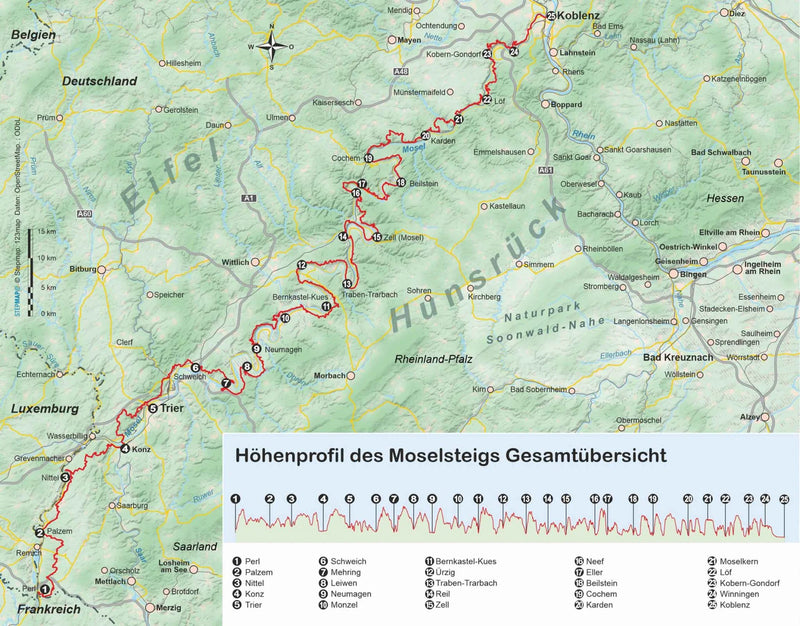 Wandelgids Moselsteig - von Perl nach Koblenz (502) 1.A 2024