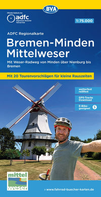 Fietskaart ADFC-Regionalkarte Bremen-Minden Mittelweser 1:75.000