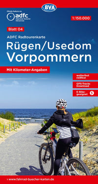 Fietskaart ADFC Radtourenkarte 4 Rügen/Usedom Vorpommern 1:150.000