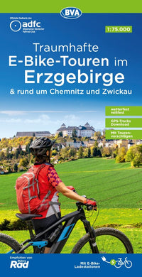 ADFC-Regionalkarte E-Bike Touren im Erzgebirge und rumd um Chemnitz 1:75,000