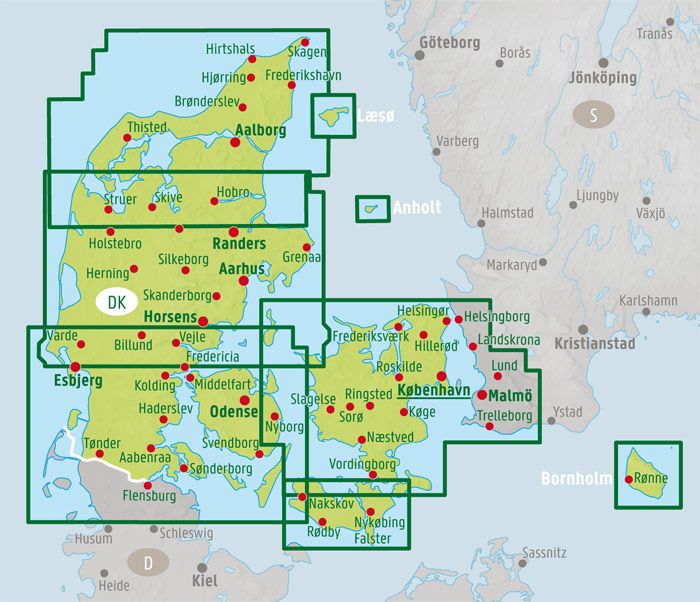 Toeristenkaart Denemarken Noord en Zuid (set) 1:150.000