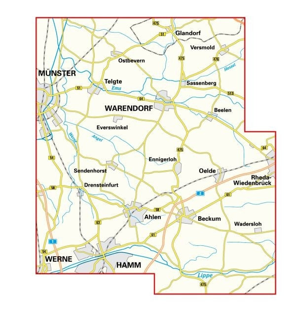 Fietskaart BVA Radwanderkarte Kreis Warendorf 1:50.000