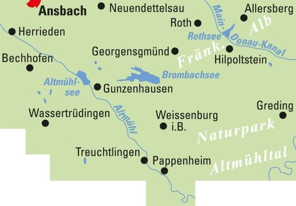 Cycling map ADFC Regionalkarte Fränkisches Seenland 1:50,000