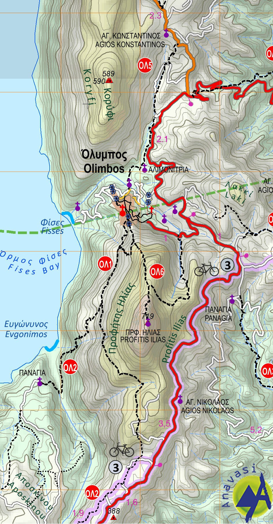 Hiking map Topo Islands Karpathos Saria 1:43,000 (10.50)