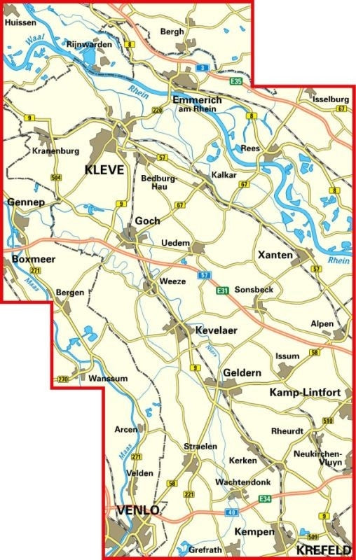 Fietskaart BVA Radwanderkarte Kreis Kleve 1:50.000