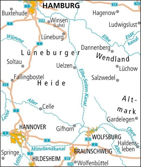 Cycling map ADFC Radtourenkarte 7 Lüneburger Heide - Hannover 1:150,000