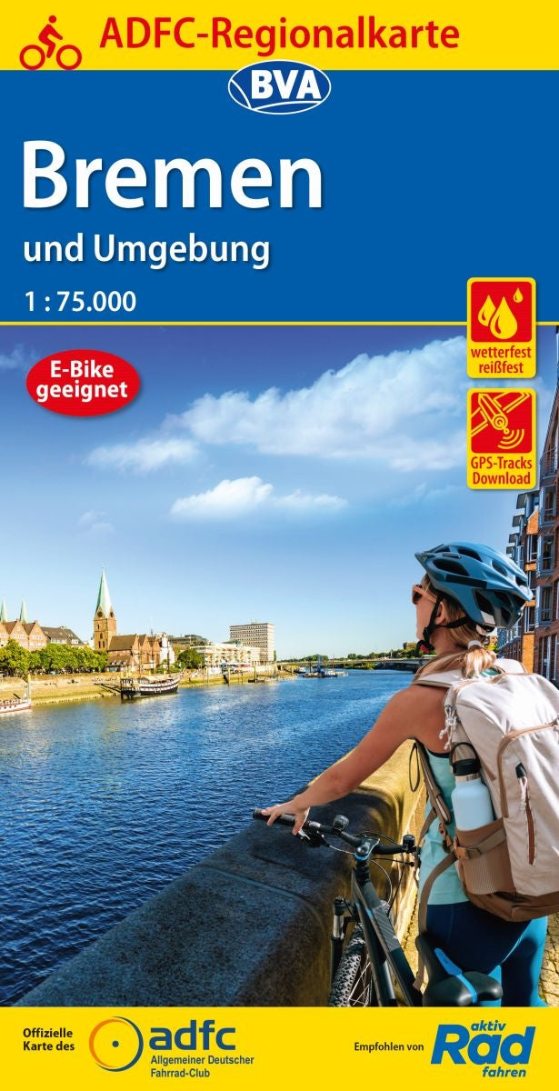 Cycling map BVA-ADFC-Regionalkarte Bremen und Umgebung 1:75,000