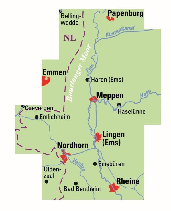 Cycling map ADFC Regionalkarte Emsland Grafschaft Bentheim 1:75,000 (2019)