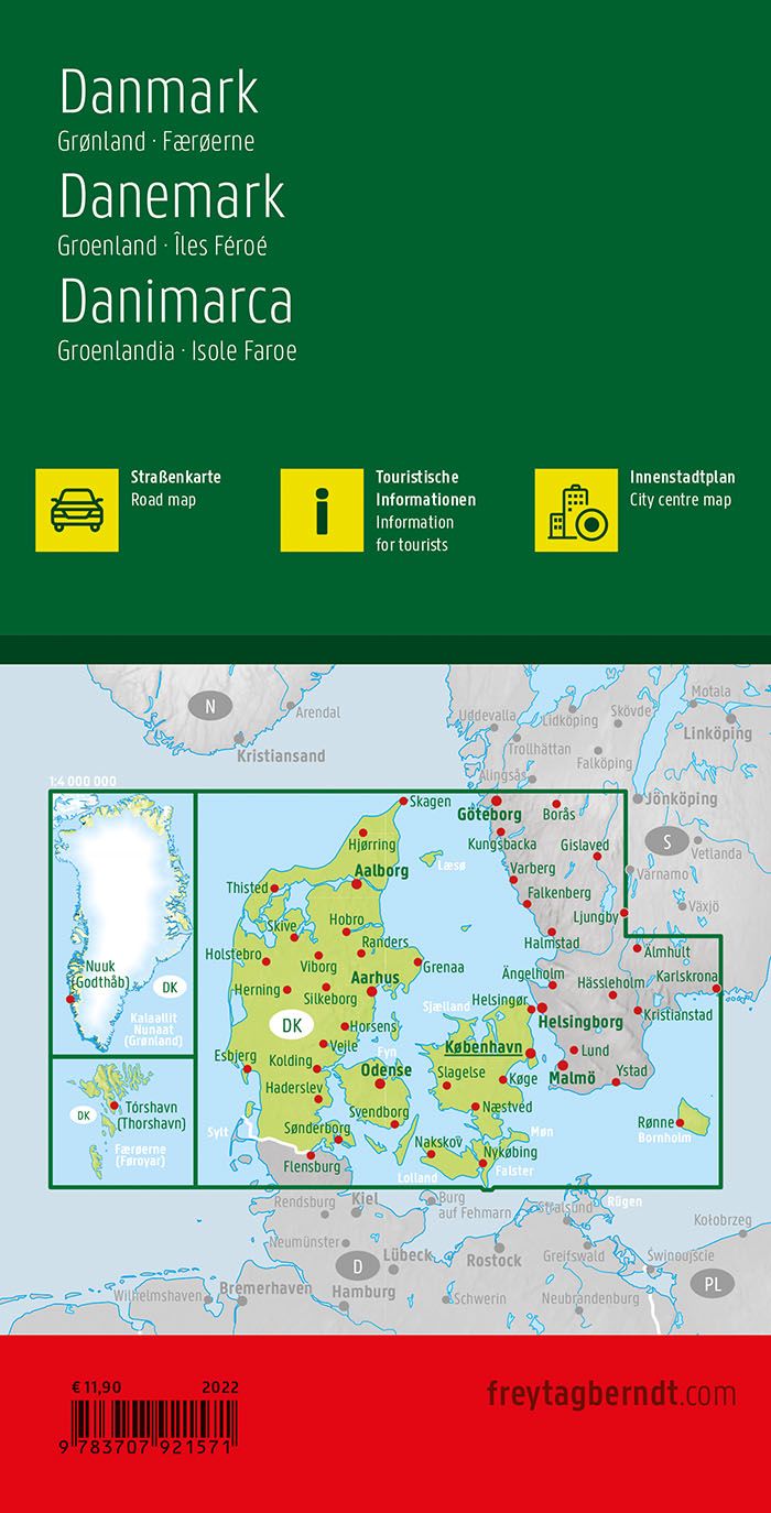 Toeristenkaart Denmark - Dänemark met Groenland en Faröer 1:400.000