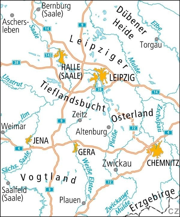 Cycling map ADFC Radtourenkarte 13 Saale - Westliches Erzgebirge 1:150,000