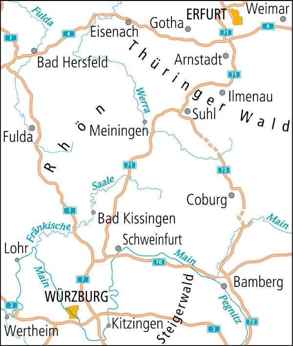 Cycling map ADFC Radtourenkarte 17 Thüringer Wald - Rhön 1:150,000