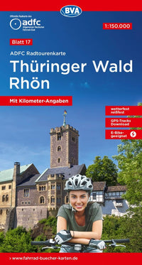 Cycling map ADFC Radtourenkarte 17 Thüringer Wald - Rhön 1:150,000