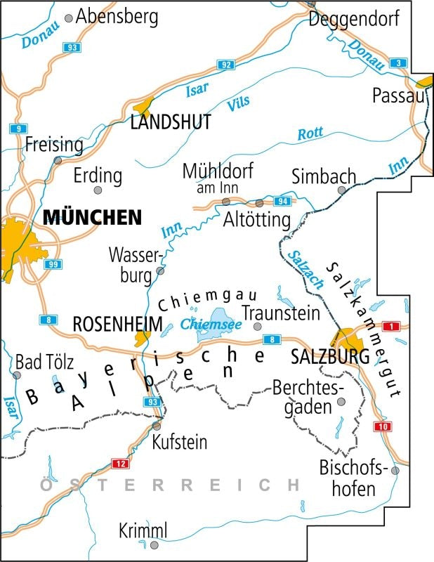 Cycling map ADFC Radtourenkarte 27 Oberbayern Ost - Chiemsee/Inn 1:150,000