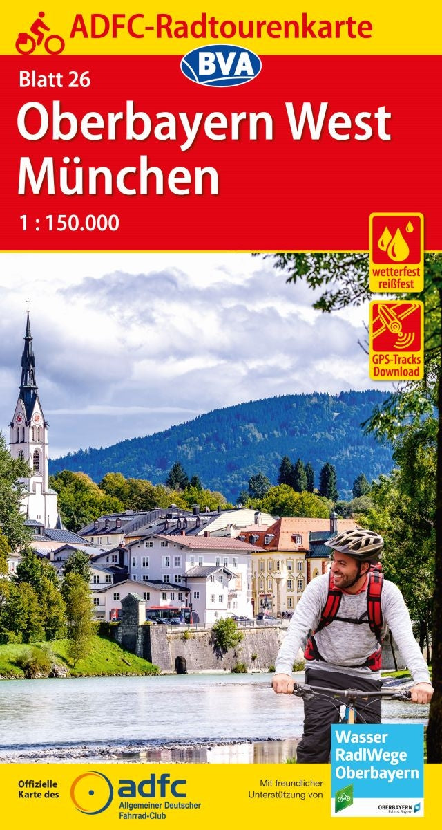 Fietskaart ADFC Radtourenkarte 26 Oberbayern West - MÃ¼nchen 1:150.000